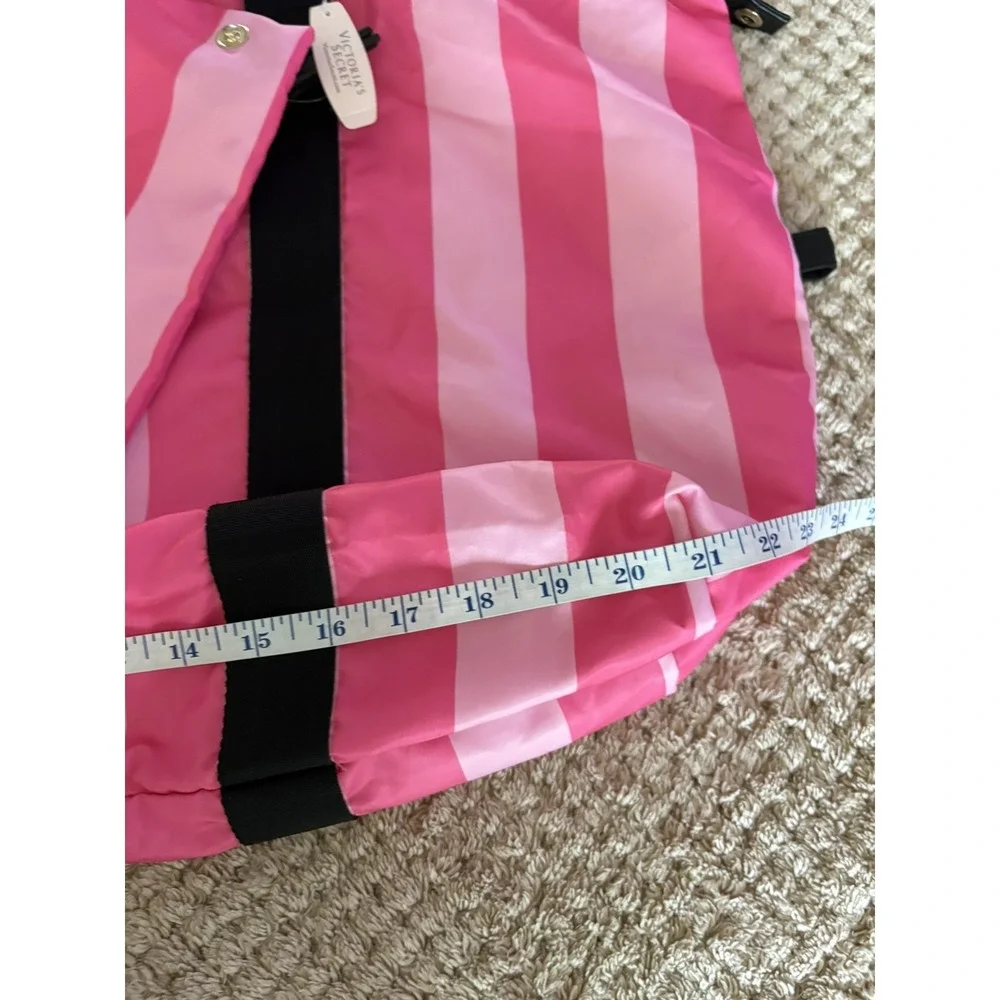 Victoria's Secret Black Pink Stripe Weekender, Make Up Bag And Umbrella Set Bags